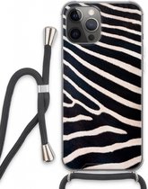 Case Company® - Hoesje met koord geschikt voor iPhone 13 Pro Max hoesje met Koord - Zebra - Telefoonhoesje met Zwart Koord - Extra Bescherming aan alle Kanten en Over de Schermrand