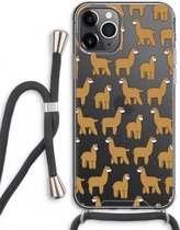 Case Company® - Hoesje met koord geschikt voor iPhone 11 Pro Max hoesje met Koord - Alpacas - Telefoonhoesje met Zwart Koord - Extra Bescherming aan alle Kanten en Over de Schermrand