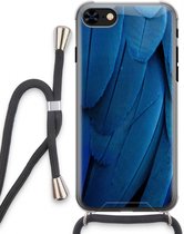 Case Company® - Hoesje met koord geschikt voor iPhone 7 hoesje met Koord - Pauw - Telefoonhoesje met Zwart Koord - Extra Bescherming aan alle Kanten en Over de Schermrand