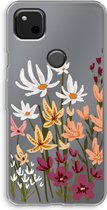 Case Company® - Google Pixel 4a hoesje - Painted wildflowers - Soft Cover Telefoonhoesje - Bescherming aan alle Kanten en Schermrand