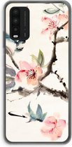 Case Company® - Hoesje geschikt voor Xiaomi Redmi 9T hoesje - Japanse bloemen - Soft Cover Telefoonhoesje - Bescherming aan alle Kanten en Schermrand