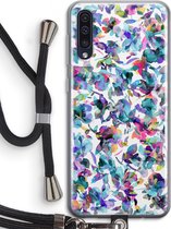 Hoesje met koord geschikt voor Samsung Galaxy A50 hoesje met Koord - Hibiscus Flowers - Telefoonhoesje met Zwart Koord - Bescherming aan alle Kanten en Over de Schermrand