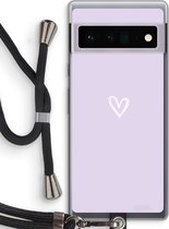 Case Company® - Hoesje met koord geschikt voor Google Pixel 6 Pro hoesje met Koord - Klein hartje paars - Telefoonhoesje met Zwart Koord - Bescherming aan alle Kanten en Over de Schermrand