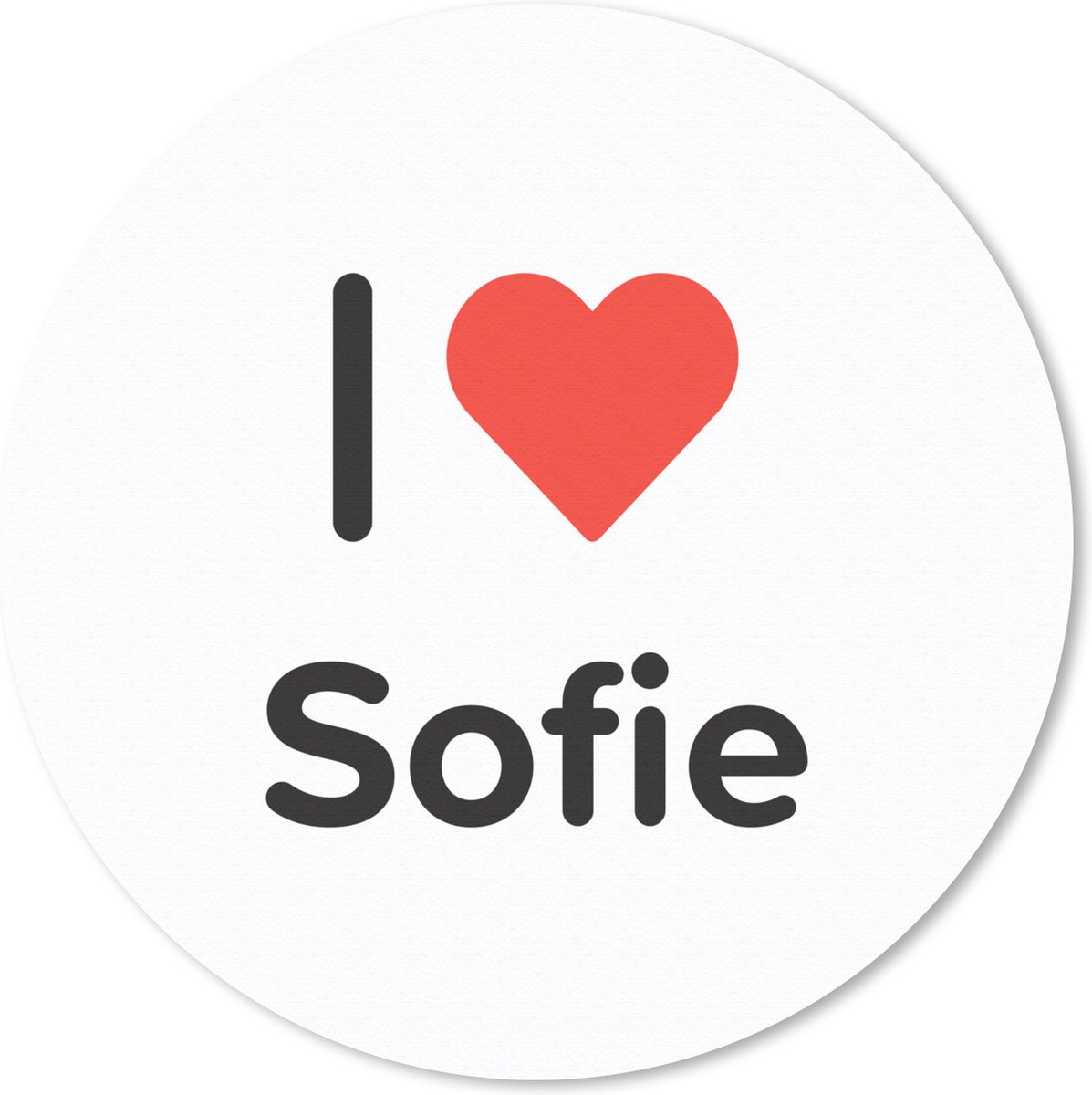 Muismat rond 30x30 cm - Mousepad I love - Sofie - Meisje - Ronde muismatten