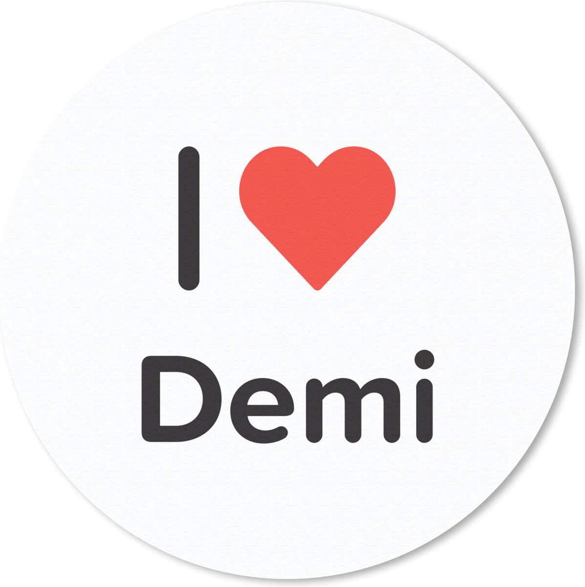 Muismat rond 40x40 cm - Mousepad I love - Demi - Meisje - Ronde muismatten