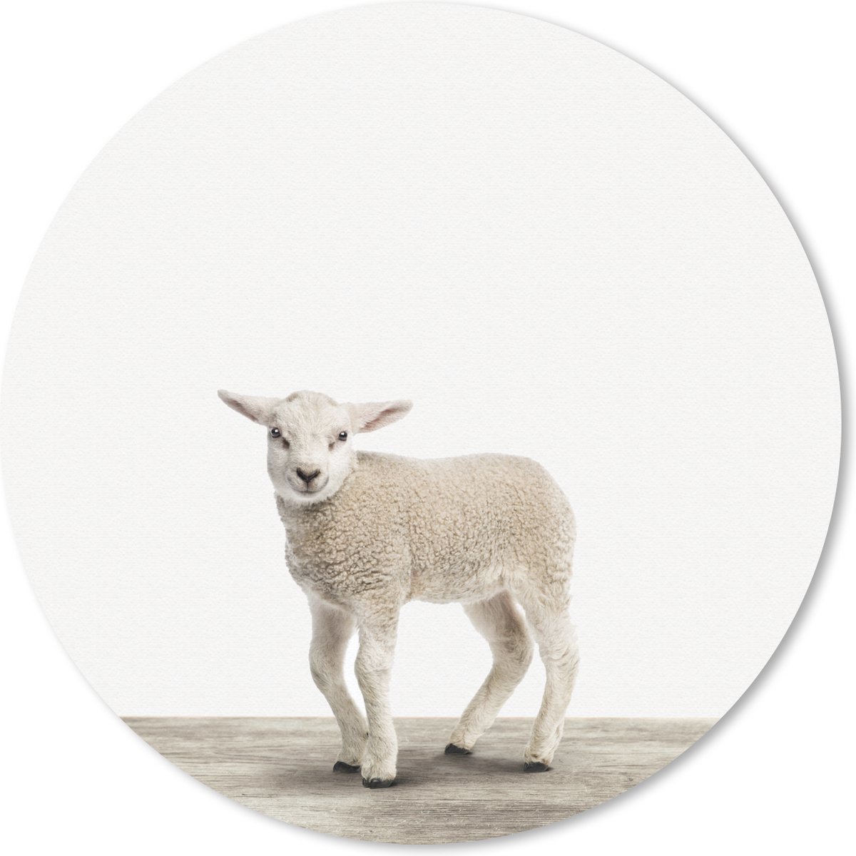 Muismat rond 40x40 cm - Mousepad Lammetje - Schaap - Dieren - Kinderen - Meisjes - Jongens - Ronde muismatten