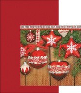 Papieren tafelkleed/tafellaken rood inclusief kerst servetten - Kerstdiner tafel