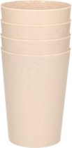 4x drinkbekers van afbreekbaar materiaal 500 ml in het eco-beige - Limonade bekers - Campingservies/picknickservies
