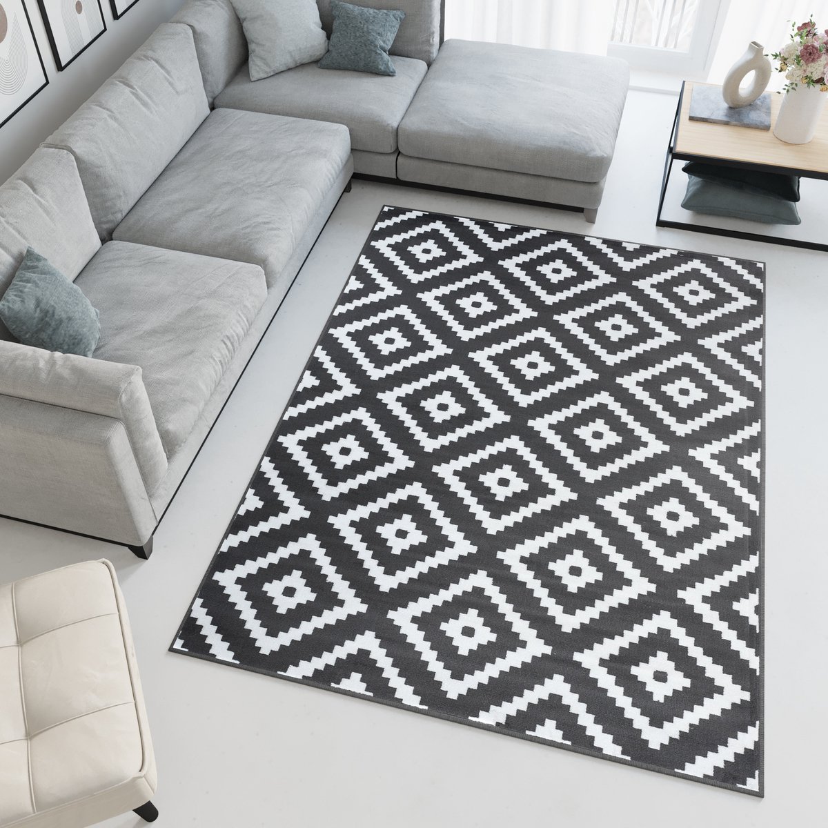 Tapiso Luxury Vloerkleed Donkergrijs Woonkamer Modern Tapijt Maat- 300x400 Donkergrijs 2