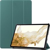 Hoes Geschikt voor Samsung Galaxy Tab S8 Ultra Hoes Luxe Hoesje Book Case - Hoesje Geschikt voor Samsung Tab S8 Ultra Hoes Cover - Donkergroen