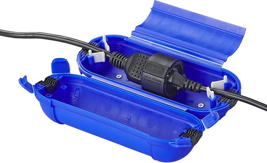 3x stekkersafes / veiligheidsboxen / bescherming voor Schuko stekkerverbindingen - kunststof blauw - IP44 - 21 x 8 x 8,5 cm van Nifty Solutions — afbeelding 3
