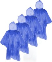 Set van 6x stuks voordelige wegwerp regenponcho voor volwassenen - Blauw