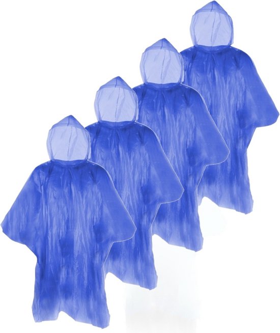Set de 6 ponchos de pluie jetables pas chers pour adultes - Blauw