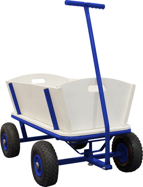 Sunny Billy Beach Wagon Bolderkar Blauw - Blank hout - Bolderwagen met luchtbanden - 94x61x97cm van Sunny Billy — afbeelding 2