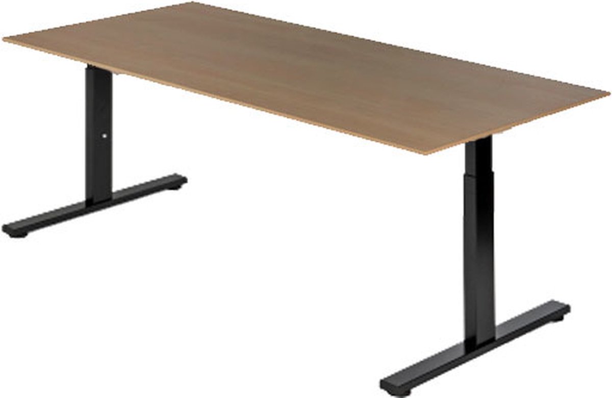 Presto R - Verstelbaar bureau - 180x80 - Noten - Zwart frame