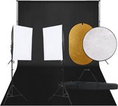vidaXL - Fotostudioset - met - verlichtingsset, - achtergrond - en - reflector