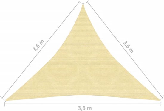 vidaXL Pare-soleil HDPE triangulaire 3,6x3,6x3,6 m beige