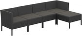 vidaXL-5-delige-Loungeset-met-kussens-poly-rattan-zwart