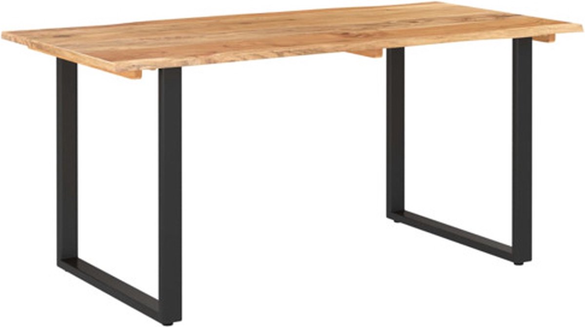 vidaXL Eettafel - 154x80x76 - cm - massief - acaciahout Zwart