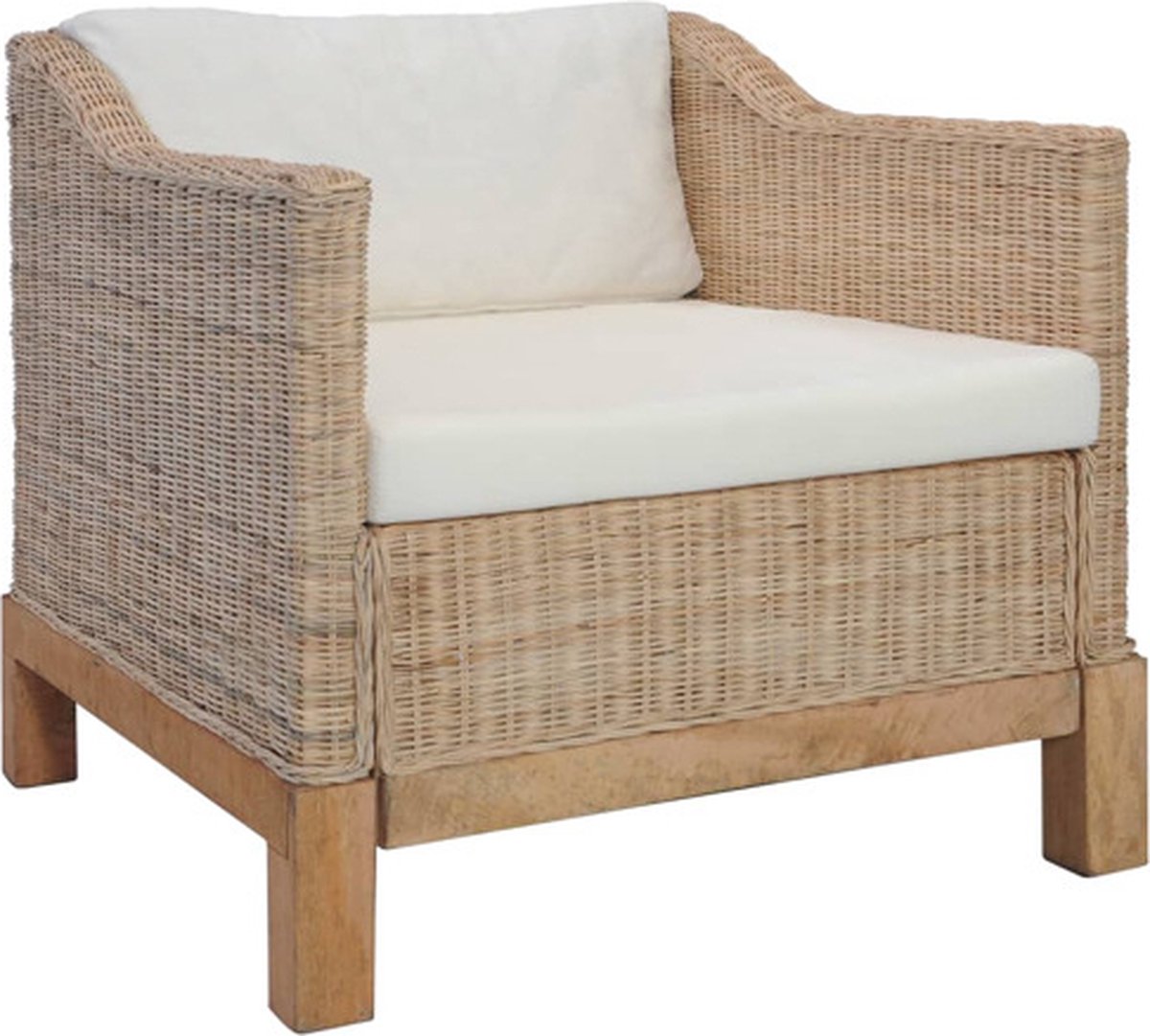 vidaXL Fauteuil - met - kussens - natuurlijk - rattan Bruin