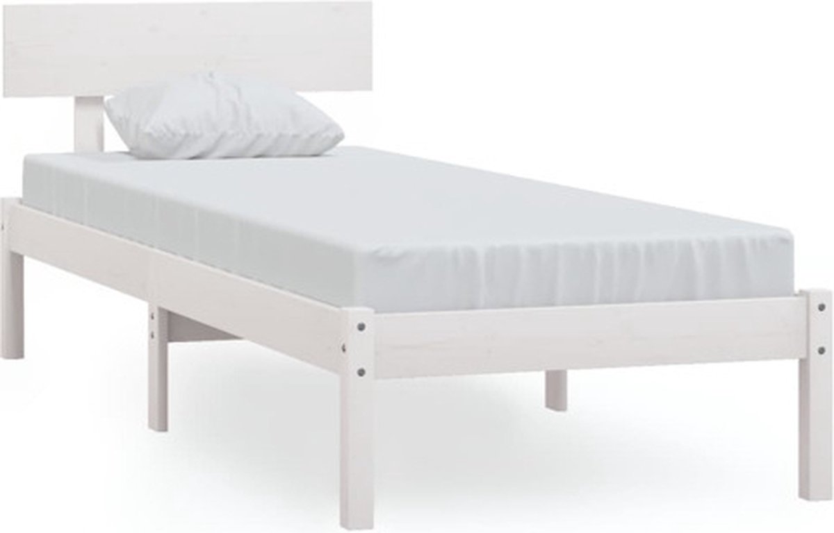 vidaXL - Bedframe - massief - grenenhout - wit - 100x200 - cm