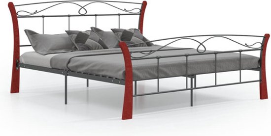 vidaXL - Bedframe - metaal - zwart - 140x200 - cm