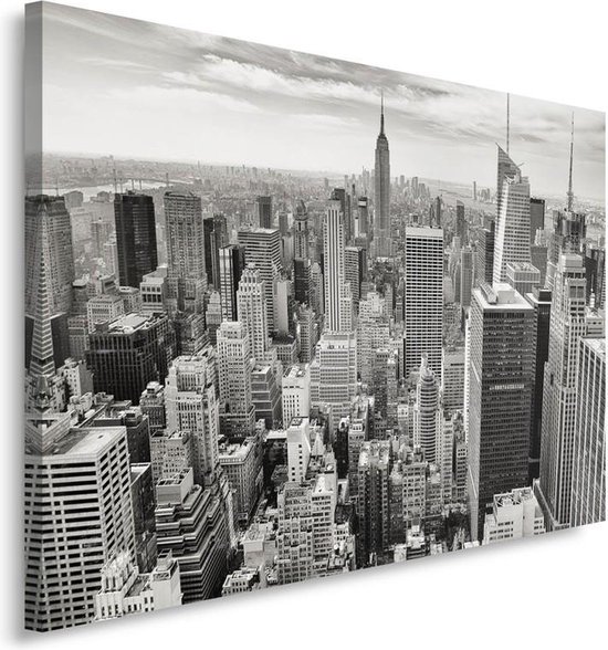 Trend24 - Canvas Schilderij - New York - Schilderijen - Steden - 100x70x2 cm - Zwart
