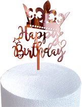 Cake Topper Happy Birthday Versiering Taarttopper Decoratie Rose Goud Verjaardag Versiering Feest Versiering – 1 Stuk