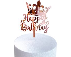 Cake Topper Happy Birthday Versiering Taarttopper Decoratie Rose Goud Verjaardag Versiering Feest Versiering – 1 Stuk