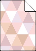 Proefstaal ESTAhome behangpapier driehoekjes lila paars, zacht roze en terracotta - 139475 - 26,5 x 21 cm
