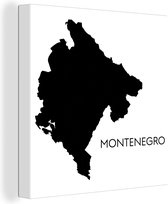 Canvas Schilderij Zwart-wit illustratie van Montenegro - 90x90 cm - Wanddecoratie