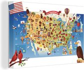 Une illustration d'une carte de bande dessinée des USA toile 90x60 cm - Tirage photo sur toile (Décoration murale salon / chambre)