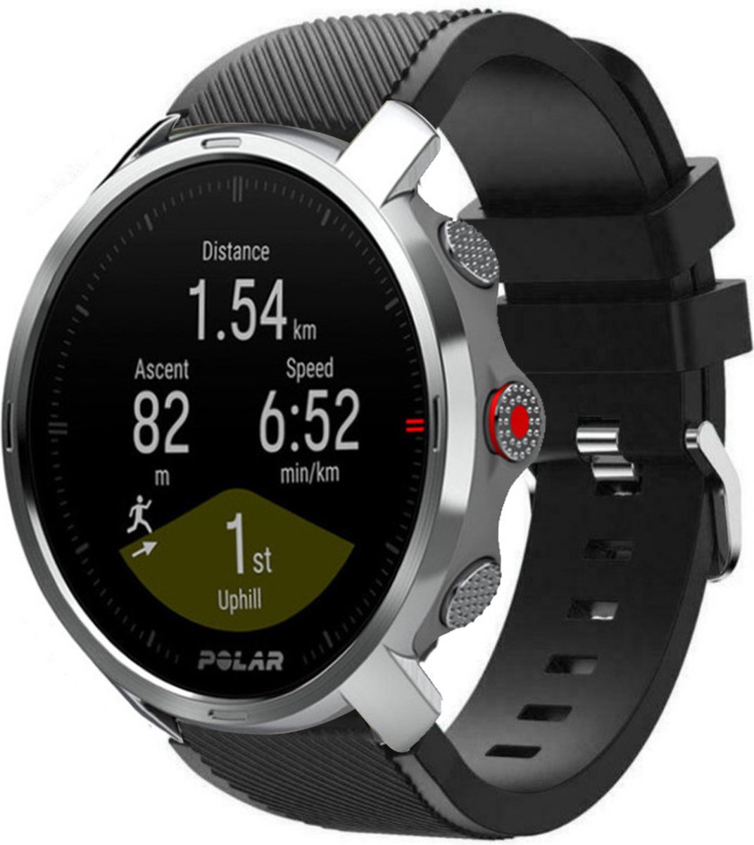 Strap-it Twill silicone horlogeband - geschikt voor Polar Vantage M / M2 / V3 / Grit X / Grit X(2) Pro - zwart