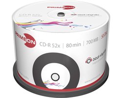 Primeon 2761107 CD-R 80 disc 700 MB 50 stuk(s) Spindel Vinyl, Bedrukbaar