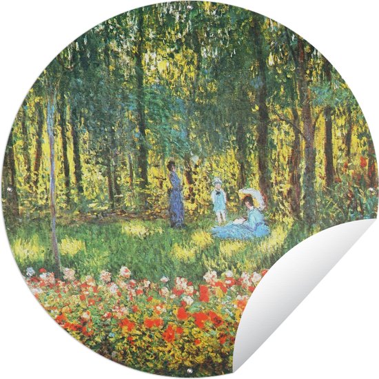 Tuincirkel De familie van de artiest in de tuin - Claude Monet - 60x60 cm - Ronde Tuinposter - Buiten