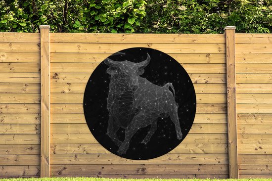 Cercle de jardin le signe du zodiaque Taureau - 150x150 cm - Affiche de jardin ronde - Extérieur