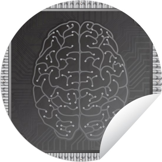 Tuincirkel Een illustratie van kunstmatig gevormde hersenen - 60x60 cm - Ronde Tuinposter - Buiten