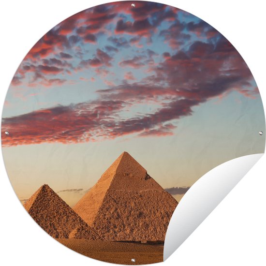 Tuincirkel Egypte - Piramide - Wolk - 90x90 cm - Ronde Tuinposter - Buiten