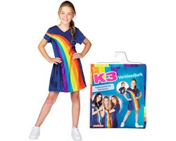 foto van K3 verkleedkleding - verkleedjurk regenboog blauw 9/11 jaar - maat 152