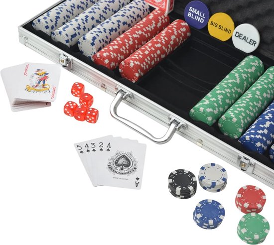 Thumbnail van een extra afbeelding van het spel VidaLife Pokerset met 500 chips aluminium