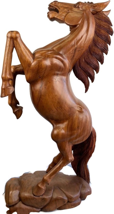 Cheval en bois fait à la Handgemaakt / Figurine en bois / Cheval montant /  Statue... | bol