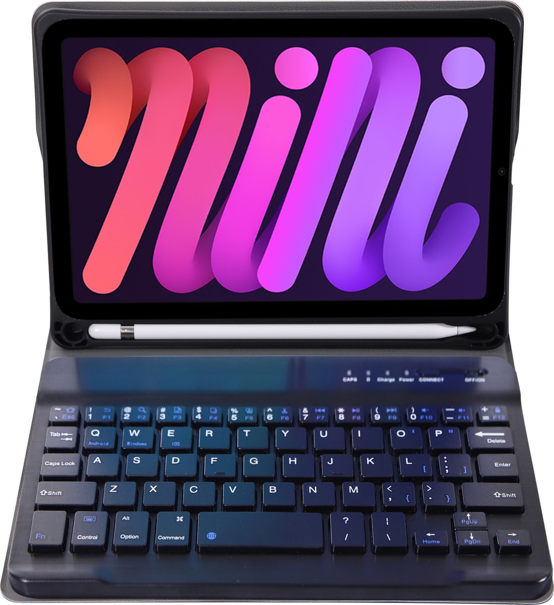 Case2go - Bluetooth toetsenbord hoes geschikt voor de iPad mini 2021 - Stand functie - Toetsenbord hoes met stylus Pen Houder - Zwart