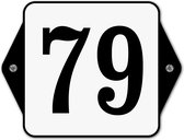 Huisnummerbord klassiek - huisnummer 79 - 16 x 12 cm - wit - schroeven  - nummerbord  - voordeur