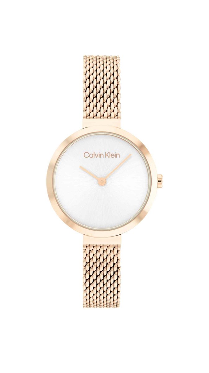 Calvin Klein CK25200083 Dames Horloge - Mineraalglas - Roestvrijstaal - Rosé goudkleurig - 28 mm breed - 2.8 cm lang - Quartz - Druksluiting