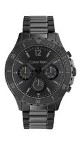 Calvin Klein CK25200117 Heren Horloge - Mineraalglas - Roestvrijstaal - Zwart - 44 mm breed - 4.4 cm lang - Quartz - Vouw/Vlindersluiting