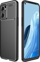 Oppo Find X5 Lite Hoesje Siliconen Carbon TPU Back Cover Zwart