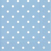 40x Polka Dot serviettes 3 épaisseurs bleu clair à pois blancs 33 x 33 cm