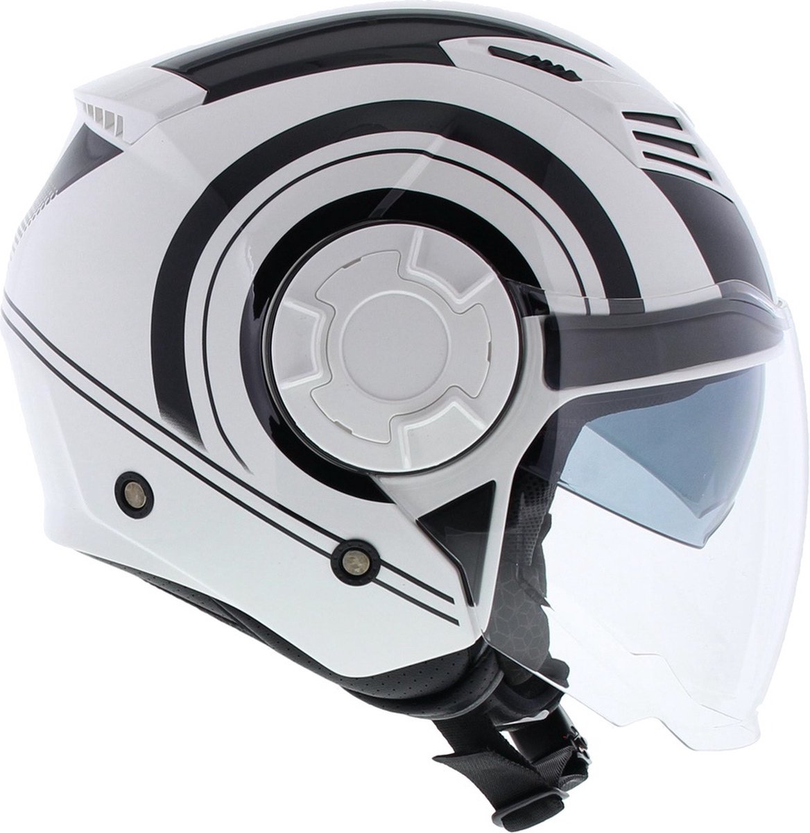 Vito Isola jethelm glans wit zwart S - Scooterhelm & Motorhelm
