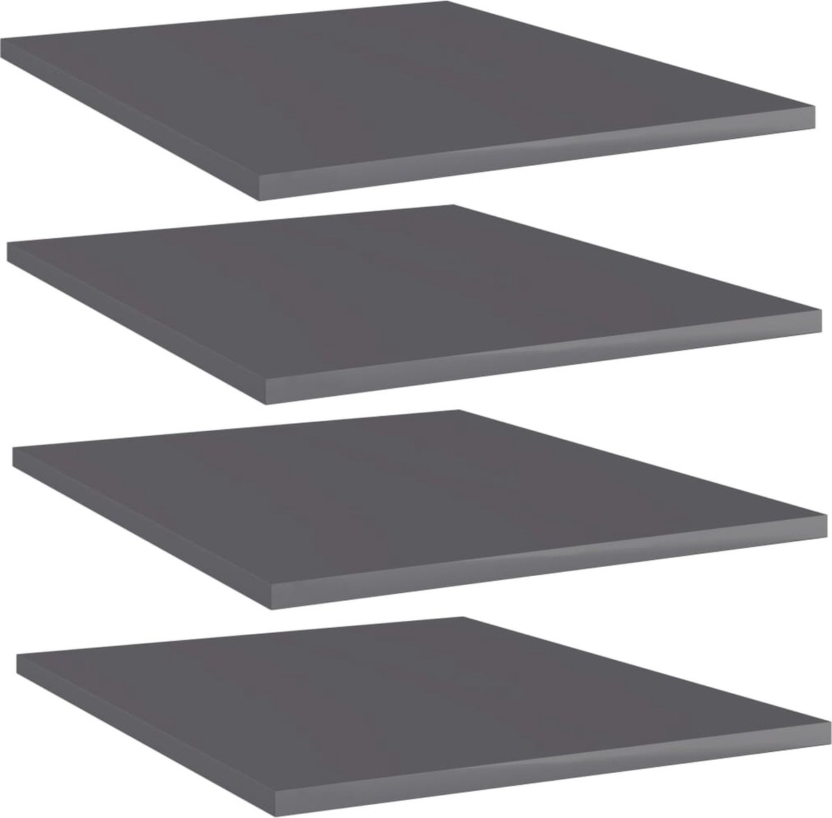 VidaLife Wandschappen 4 st 40x50x1,5 cm spaanplaat hoogglans grijs