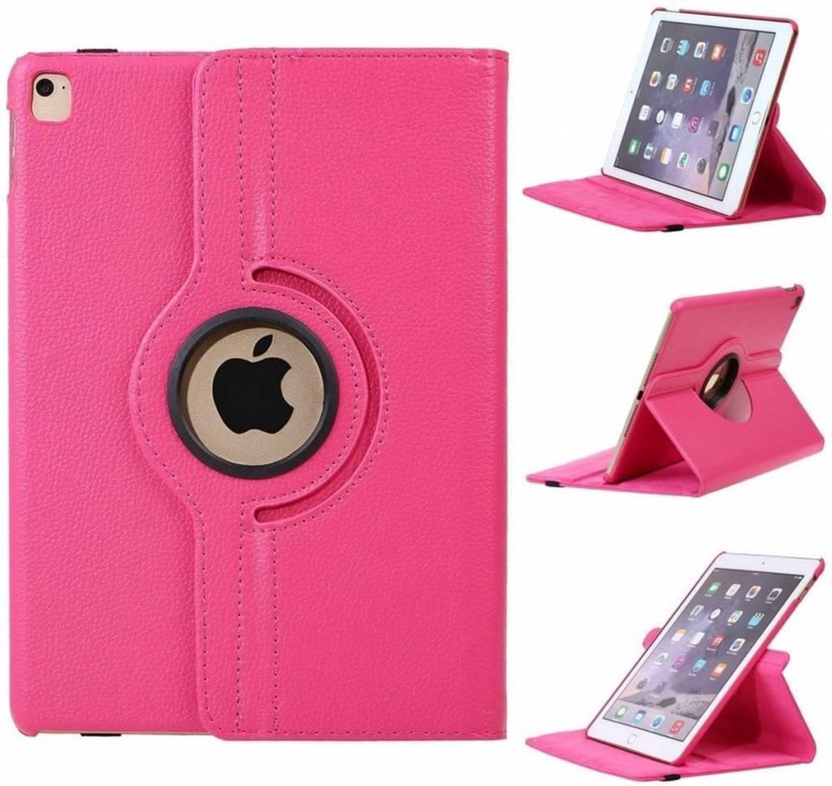 LuxeBass Apple iPad 2017 / Apple iPad 2018 Draaibaar Hoesje met stylus pen Multi stand Case - Donker roze